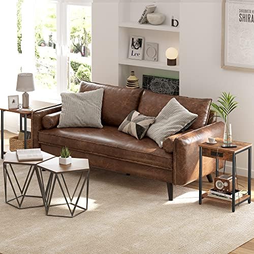 TUTOTAK Nightstand with Charging Station, End Table, Side Table with USB, 21.8”H Night Stand with Storage Shelf, Sofa Couch Table V1TB01BB025 (1 pc) - Image 2