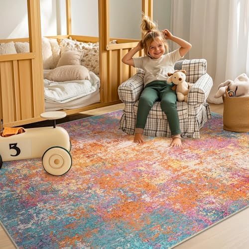 RELEANY Washable 9'x12' Abstract Area Rug for Living Room Starlight - Image 4