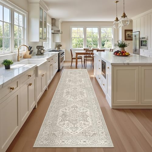 Madane Washable Runner Rugs 2x10 Long for Hallway Kitchen, Beige/Brown - Image 3