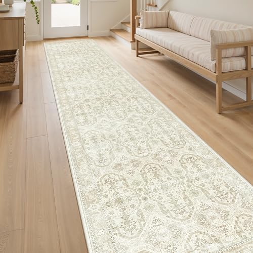 Soalmost Runner Rug 2x10 Washable Hallway Kitchen Runners Beige/Brown by Soalmost