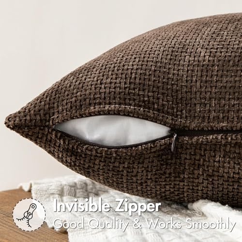 MIULEE Decorative Couch Throw Pillow Covers 22x22 Inch Dark Brown 2 Pack - Image 4