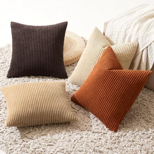 MIULEE Fall Decorative Throw Pillow Covers Chocolate Brown Rust 18x18 - Image 4
