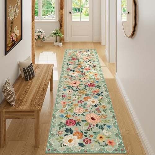 DUKINO 2x8 Runner Rug, Washable Runner Rug for Kitchen Non Slip, Green - Image 4