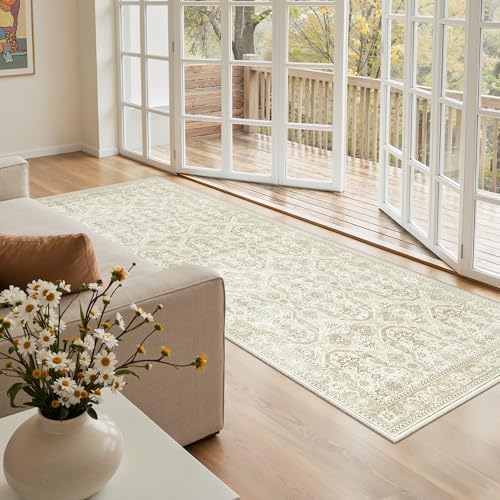 Soalmost Runner Rug 2x5 Washable Non-Slip Kitchen Entry Runners Beige/Brown by Soalmost