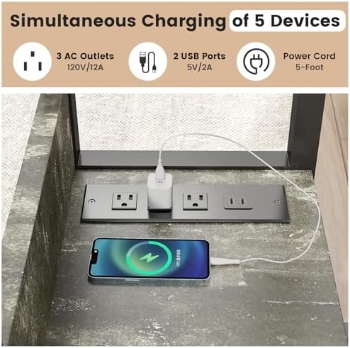 Hadulcet Adjustable C Table with Charging Station, Tiltable Desk C Shaped End Table for Couch, Over Bed Table with Wheels Adjustable Height, Laptop Stand Drawing Desk, Marble Grey - Image 7