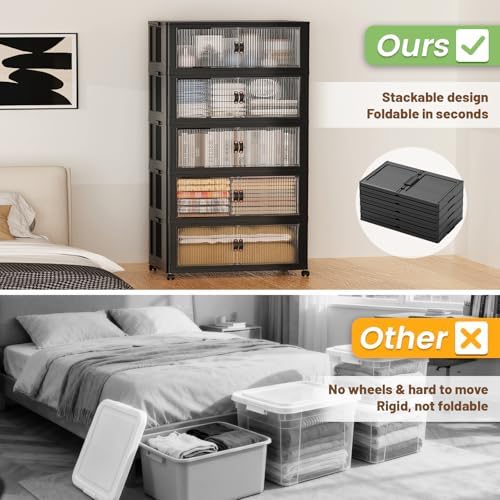 SAILUN 635Qt Large Stackable Storage Bins,Storage Cabinet with a Lid,Black - Image 3