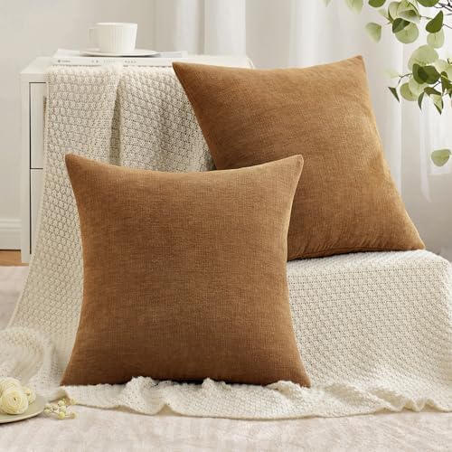 MIULEE Bronze Chenille Couch Throw Pillow Covers, 20x20 - Image 4