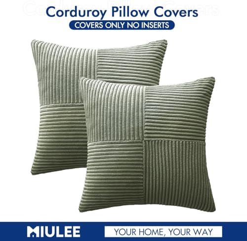 MIULEE Light Olive Green Decorative Throw Pillow Covers for Couch 18x18 in - Image 6