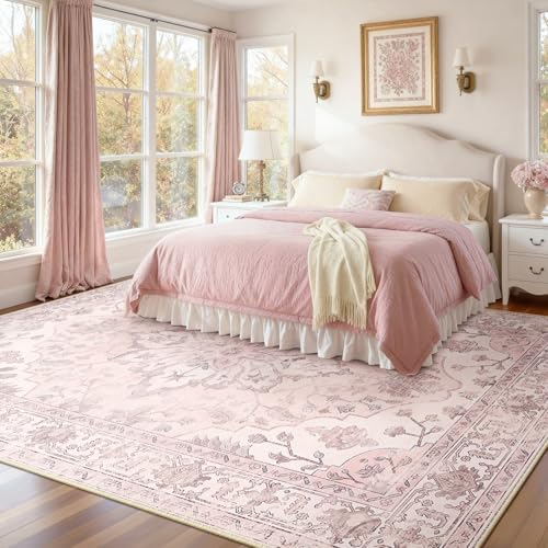 RELEANY Washable Area Rug, 7'x10', Pink - Image 2