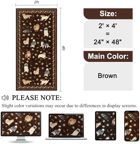 DUKINO 2x4 Rug Runner, Washable Dog Bathroom Rug Soft Non Slip, Brown - Image 2