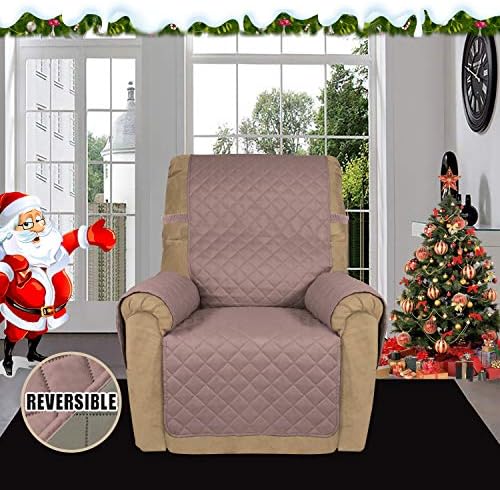 Easy-Going Reversible Couch Cover, Recliner 19 in, Pink/Beige - Image 2