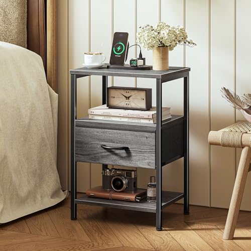 SUPERJARE Nightstand with Charging Station, USB-C Port, Bedside Table - Image 2