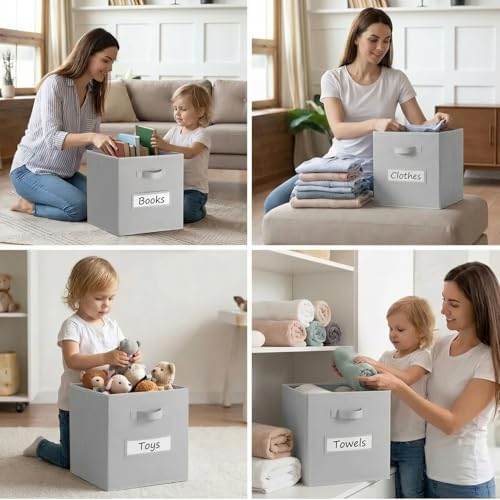 Storage Bins,13" Cube Storage Bin with Labels,10pcs,Light Grey - Image 6