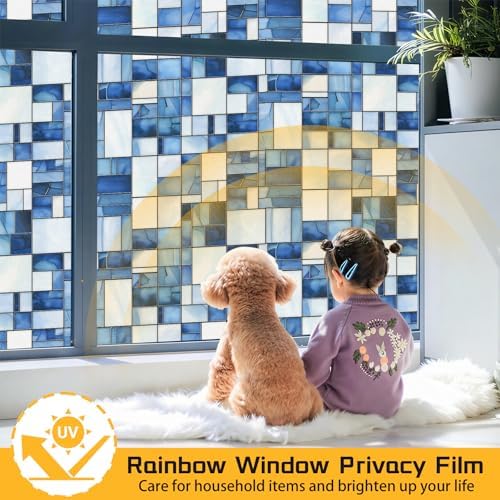 Window Privacy Film Frosted Glass Window Sticker Window Film Static Glass Cling Tint Non-Adhesive for Home Door Decorative Frosting Cover 17.5 X 78.7 inch - Image 2