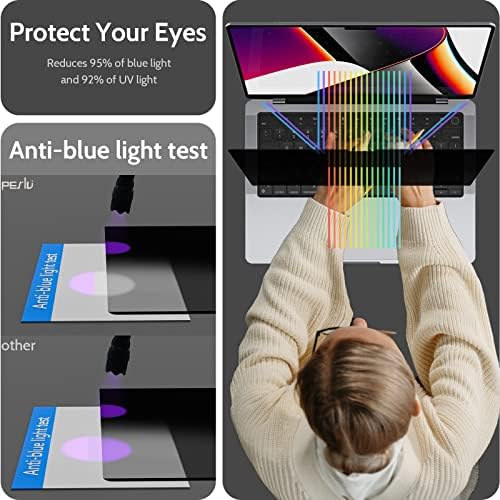Peslv Magnetic Privacy Screen for MacBook Pro 14 Inch (2021-2026, M1, M2, M3, M4, M5), Removable Matte Blue Light Glare Filter for Mac Pro 14.2" Laptop Computer - Image 5