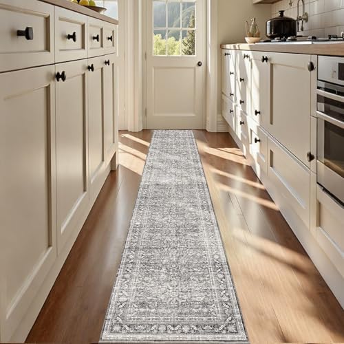 OPPODREAM Vintage Grey Area Rugs 2x12, Washable Rug for Living Room by OPPODREAM