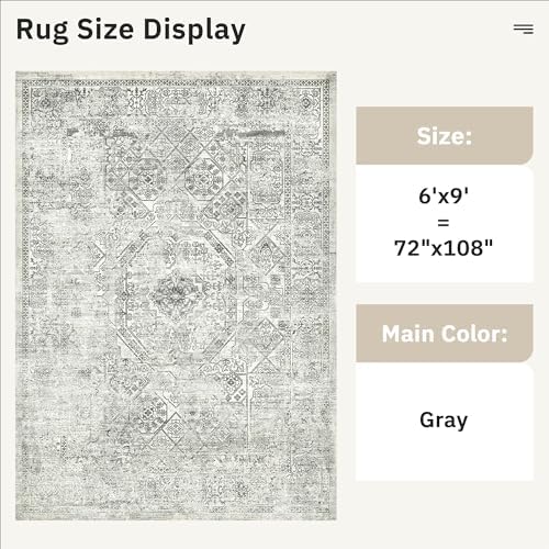 Soalmost 6x9 Area Rug for Living Room Washable Non-Slip Rugs Light Gray - Image 3