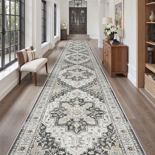 Madane Hallway Runner Rug 3x18 Washable Kitchen Runners 18ft, Black - Image 3