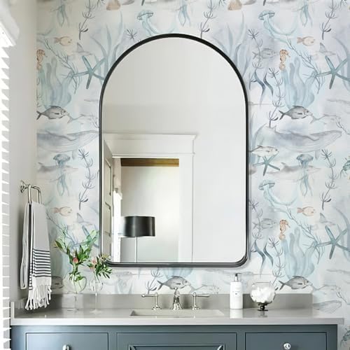 Peel and Stick Wallpaper Aqua Blue Coral Reef Marine Fish Wallcovering Coastal Wallpaper Beach Removable Contact Paper for Kids Bedroom Nursery Bathroom Accent Walls (Aqua Blue, 17.3"x118") - Image 3