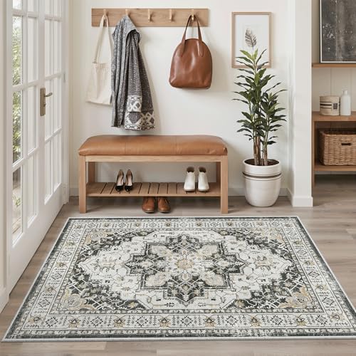 Madane Area Rug 4x6 Washable Rugs Vintage for Living Room, Black - Image 3