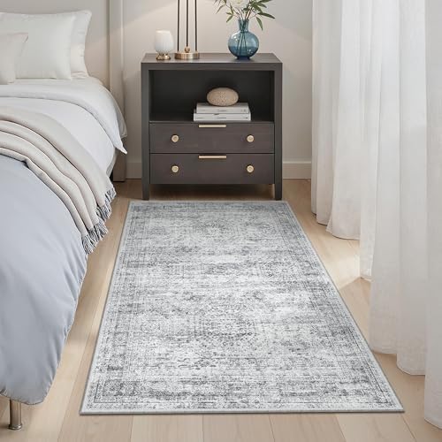Soalmost 3x4 Rugs Non-Slip, Small Washable Kitchen Entryway Area Rug Grey - Image 4