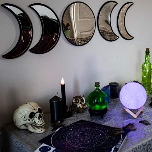 Moon Mirror – Announcing Love Gothic and Boho Home Wall Decor - Glass Moon Phase Mirror Set with Crystal Clear Reflection - Moon Mirror Wall Decor for Living Room Bedroom Nursery by Black+Magic+Witch