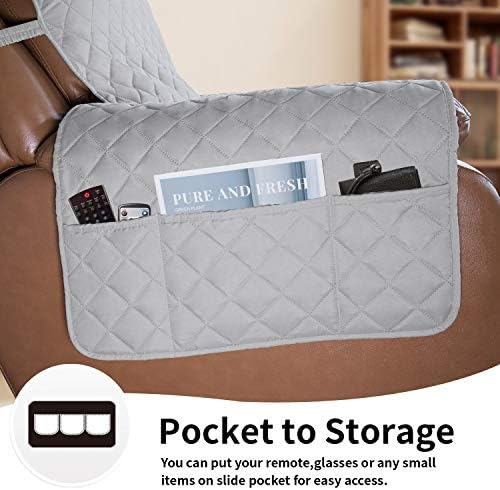 Easy-Going Oversized Recliner Cover Reversible Couch Cover Sofa Cover for Living Room Water Resistant Furniture Protector with Elastic Straps for Pets Dog (Oversized Recliner, Light Gray/Ivory) - Image 3