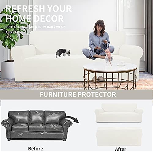 Easy-Going Stretch 4 Seater Oversized Sofa Couch Cover Cream - Image 5