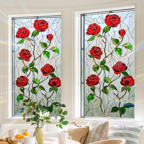 Window Privacy Film Frosted Glass Window Sticker Window Film Static Glass Cling Tint Non-Adhesive for Home Door Decorative Frosting Cover 17.5 X 39.3 inch by BVBOX