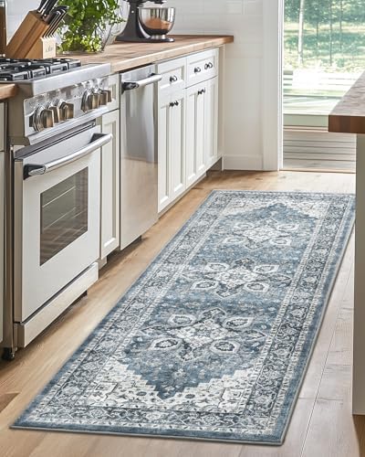 AMADA HOMEFURNISHING 2x5 Washable Runner Rug, Low-Profile Kitchen Rugs with Non-Slip Backing & Durable Edge Binding, Vintage Entryway Runner Rug for Bedroom & Hallway by AMADAHOMEFURNISHING