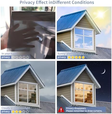 JAYONG One Way Window Privacy Film with Tools, Black, 17.5"x78.7" - Image 5