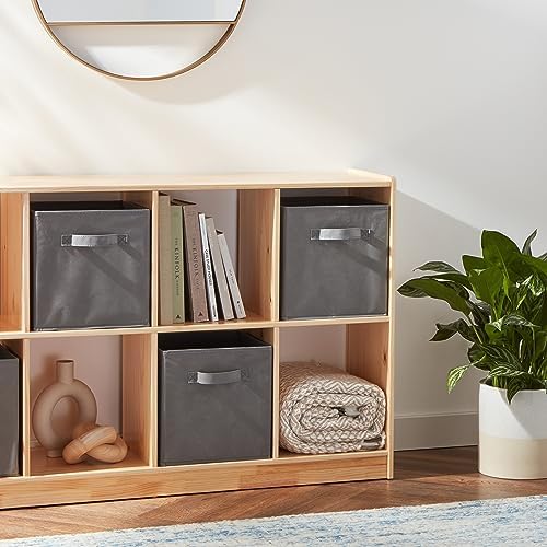 Amazon Basics Collapsible Fabric Storage Cubes Organizer with Handles, Sturdy, Foldable, Space-Saving, 10.5"x10.5"x11", Gray, 6-Pack - Image 5