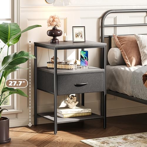 SUPERJARE Nightstand with Charging Station, USB-C Port, Bedside Table - Image 2