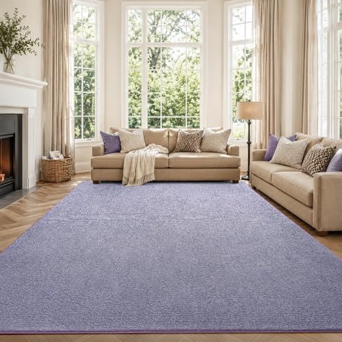 7x10 Large Purple/White Area Rug Non-Slip Washable for Living Room Bedroom by FinRe%CC%80cHome