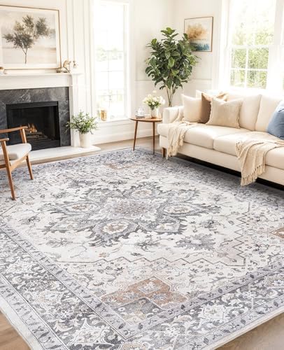 AMADA HOMEFURNISHING 8x10 Area Rugs, Low-Profile Large Washable Area Rug with Non-Slip Backing & Durable Edge Binding, Vintage Rugs for Living Room, Bedroom, Dinning Room - Image 4