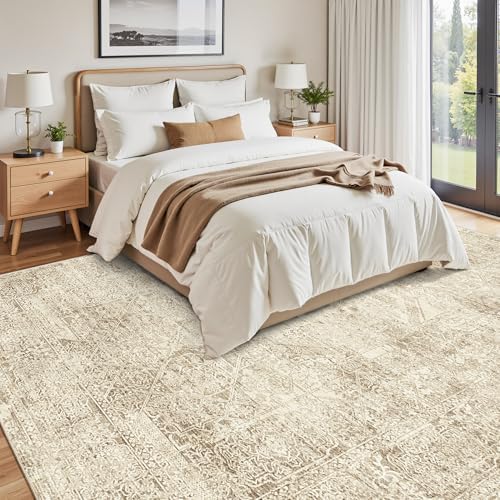 Soalmost Washable Area Rug 8x10 Large Soft Living Room Rugs Light Brown - Image 3