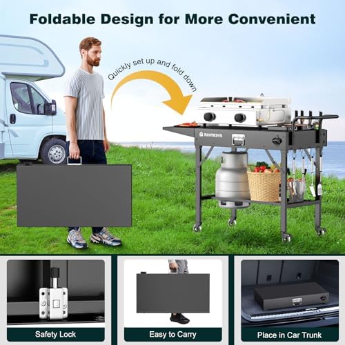 Raynesys 440lbs Outdoor Folding Grill Cart, Blackstone Griddle Stand - Image 6
