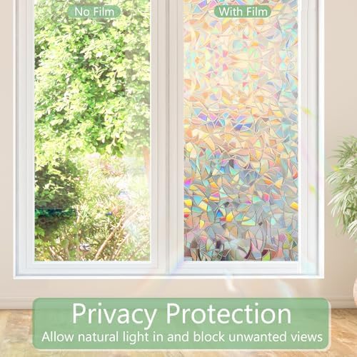 HIDBEA Window Privacy Film Static Clings,Rainbow Window Film,23.6in x 6.5ft - Image 3