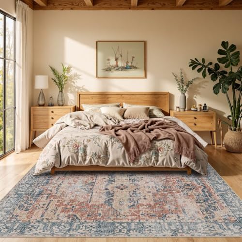 Rugxara 6x9 Area Rugs Washable Rug for Living Room Bedroom, Coral Blue - Image 2