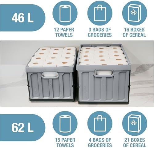 CleverMade Collapsible Storage Bins With Lids, 62L 3 Pack, 100 lb, Obsidian - Image 5