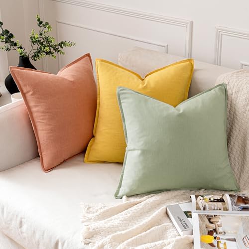MIULEE Decorative Linen Euro Sham Pillow Covers 26x26 Light Green - Image 4