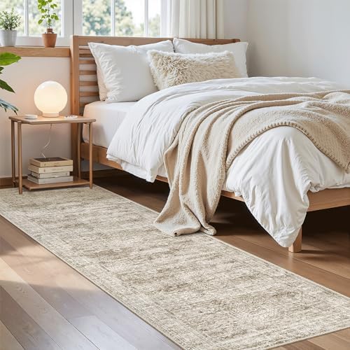Soalmost Runner Rug 2x8 Washable Non-Slip Hallway Kitchen Runners Brown - Image 4
