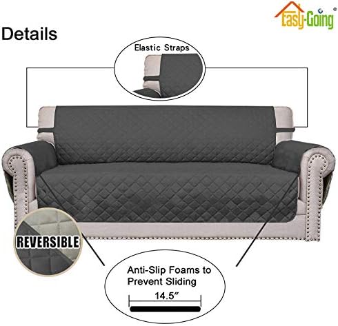 Easy-Going Reversible Couch Cover, 2 Cushion Sofa, Darkgray/Beige - Image 3