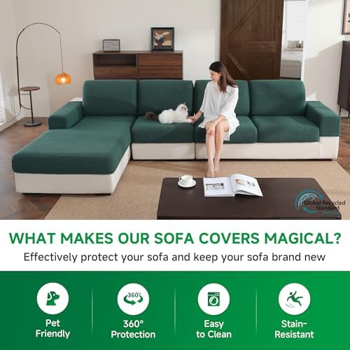 OHSIO Couch Cushion Covers for Sectional Sofa, Stretch Soft Sofa Slipcovers - Image 5