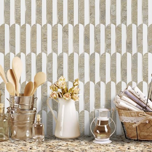 Vamos Tile Peel and Stick Backsplash Seamless Tile,PVC+Light Gold,10 Sheets - Image 2