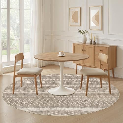 Nakagishi Area Rug Living Room Rugs: 4X4 Machine Washable Boho Large Neutral Farmhouse Stain Resistant Moroccan Indoor Floor Carpet for Bedroom Nursery Dorm Dining Room Home-Dark Brown - Image 4