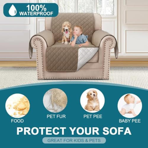 Turquoize 100% Waterproof Chair Covers Couch Covers for Dogs, Chair 28" - Image 2
