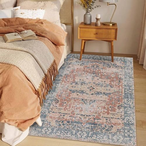 Rugxara 3x5 Rug for Entryway Bedroom Washable Area Rugs Carpet, Coral Blue by Rugxara