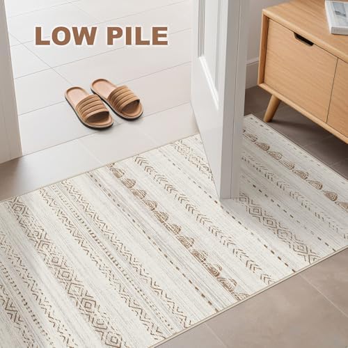 Nakagishi Boho 2x4 Washable Area Rug Non Slip Carpet for Entryway Beige - Image 6