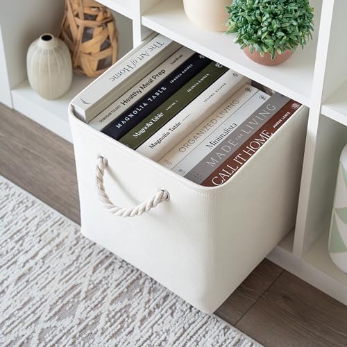 OrganiHaus 12x12 Cube Storage Bins, 4-Pack Fabric Cubes, Rope Handles - Image 5